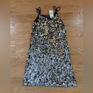 Flowers by Zoe NWT Dressy Girls Black Dress With Silver And Go sequins, Sz XL
